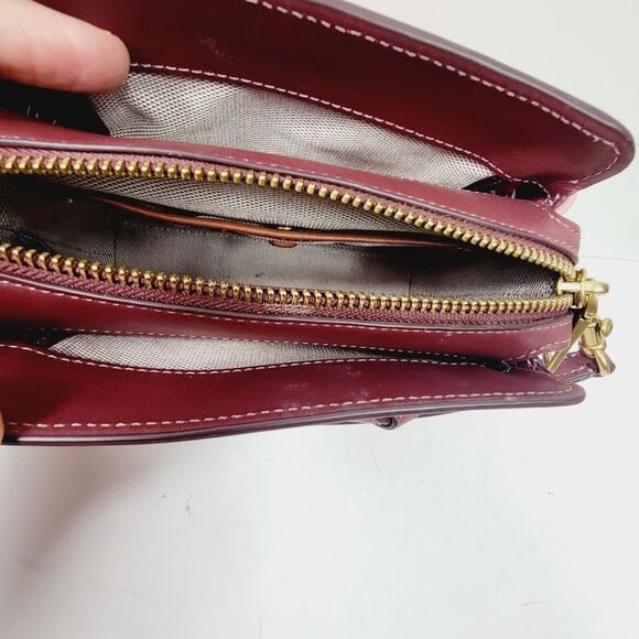 Coach TATE 18 Colorblock Top Handle 3 Compartment Bag Pink Burgundy - Picture 15 of 16